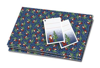 Gift Wrap Santa Mini-Figure & Tree