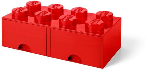 8 stud Bright Red Storage Brick Drawer