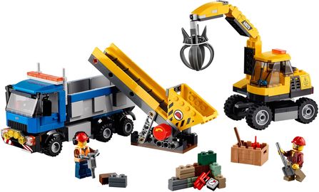 Bagger und Transportwagen