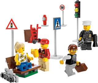 Minifiguren und Straßenschilder